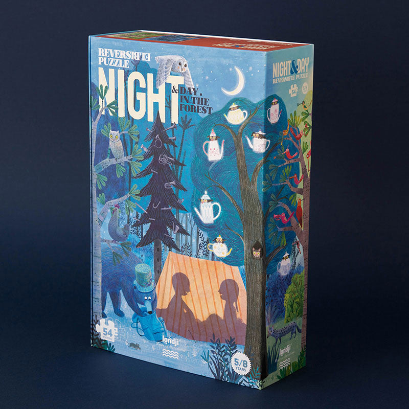 Londji Puzzle Night&Day in the Forest - 54 parçalı Çift Taraflı Yapboz Ormanda Gece ve Gündüz