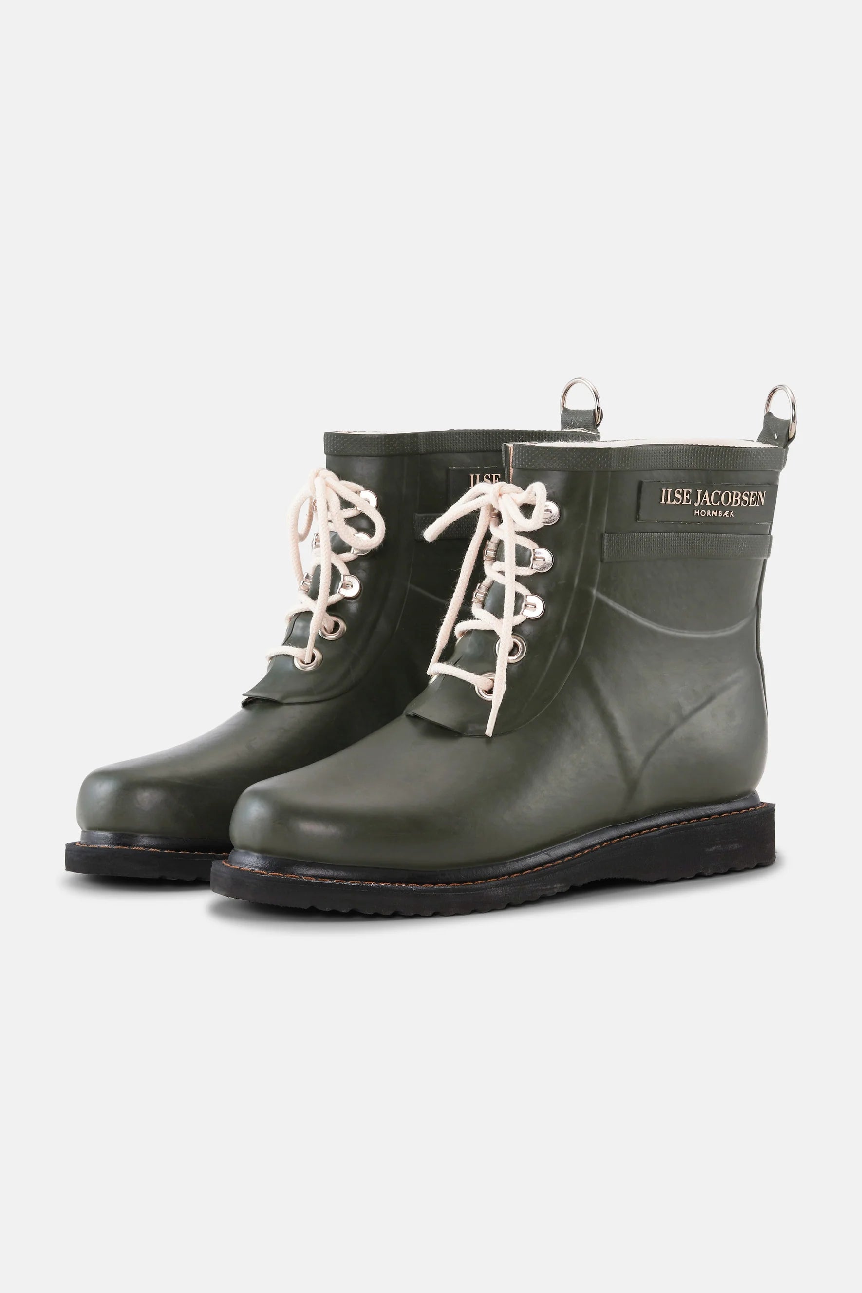 Ilse Jacobsen T Short Rubber Lace Up Wellington Boots Army RUB 2 41 main image 0