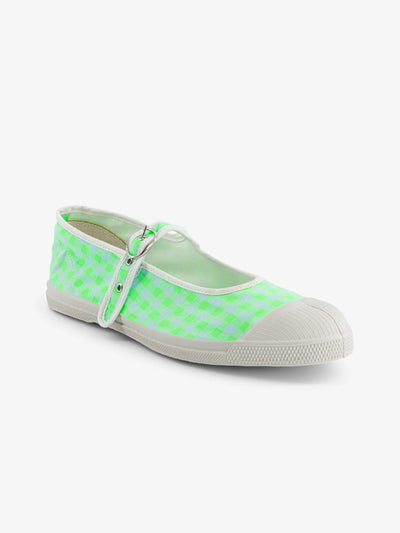 Bensimon Babies Femme Summer Vichy Vert Fluo - Yeşil Desenli Kadın Ayakkabısı