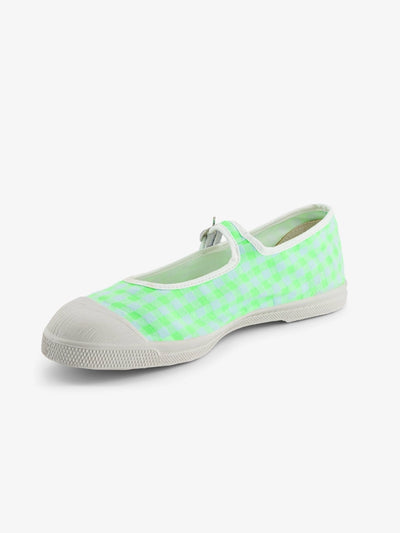 Bensimon Babies Femme Summer Vichy Vert Fluo - Yeşil Desenli Kadın Ayakkabısı