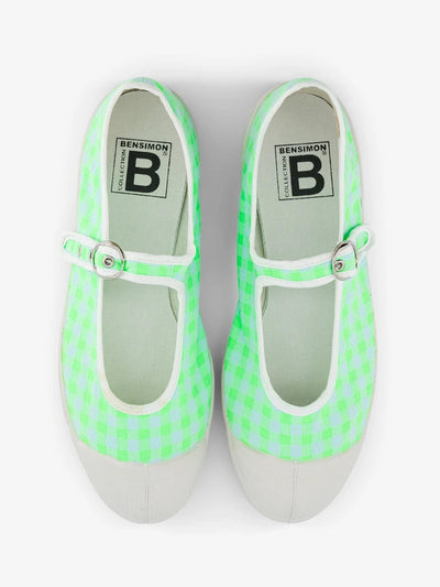 Bensimon Babies Femme Summer Vichy Vert Fluo - Yeşil Desenli Kadın Ayakkabısı