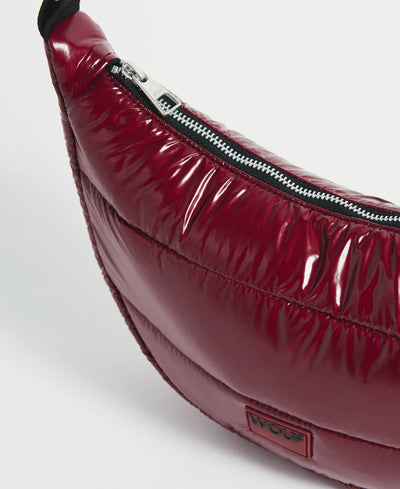 WOUF BURGUNDY GLOSSY CROSSBODY BAG - ASKILI OMUZ ÇANTASI