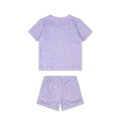 Swim Essentials Leopard Lila Tişört Şort Set 8-10 Yaş