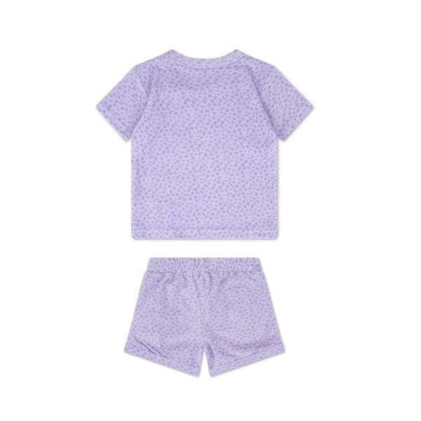 Swim Essentials Leopard Lila Tişört Şort Set 4-6 Yaş