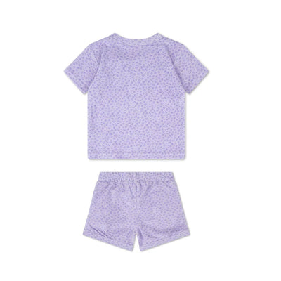 Swim Essentials Leopard Lila Tişört Şort Set 4-6 Yaş