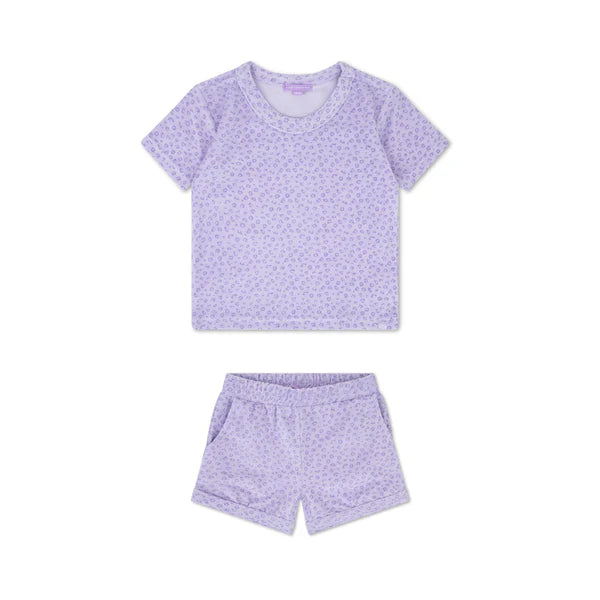 Swim Essentials Leopard Lila Tişört Şort Set 4-6 Yaş