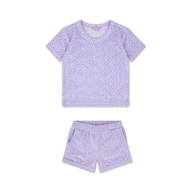 Swim Essentials Leopard Lila Tişört Şort Set 4-6 Yaş