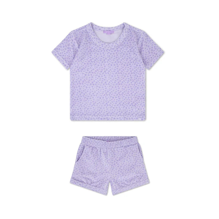 Swim Essentials Leopard Lila Tişört Şort Set 8-10 Yaş