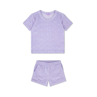 Swim Essentials Leopard Lila Tişört Şort Set 8-10 Yaş