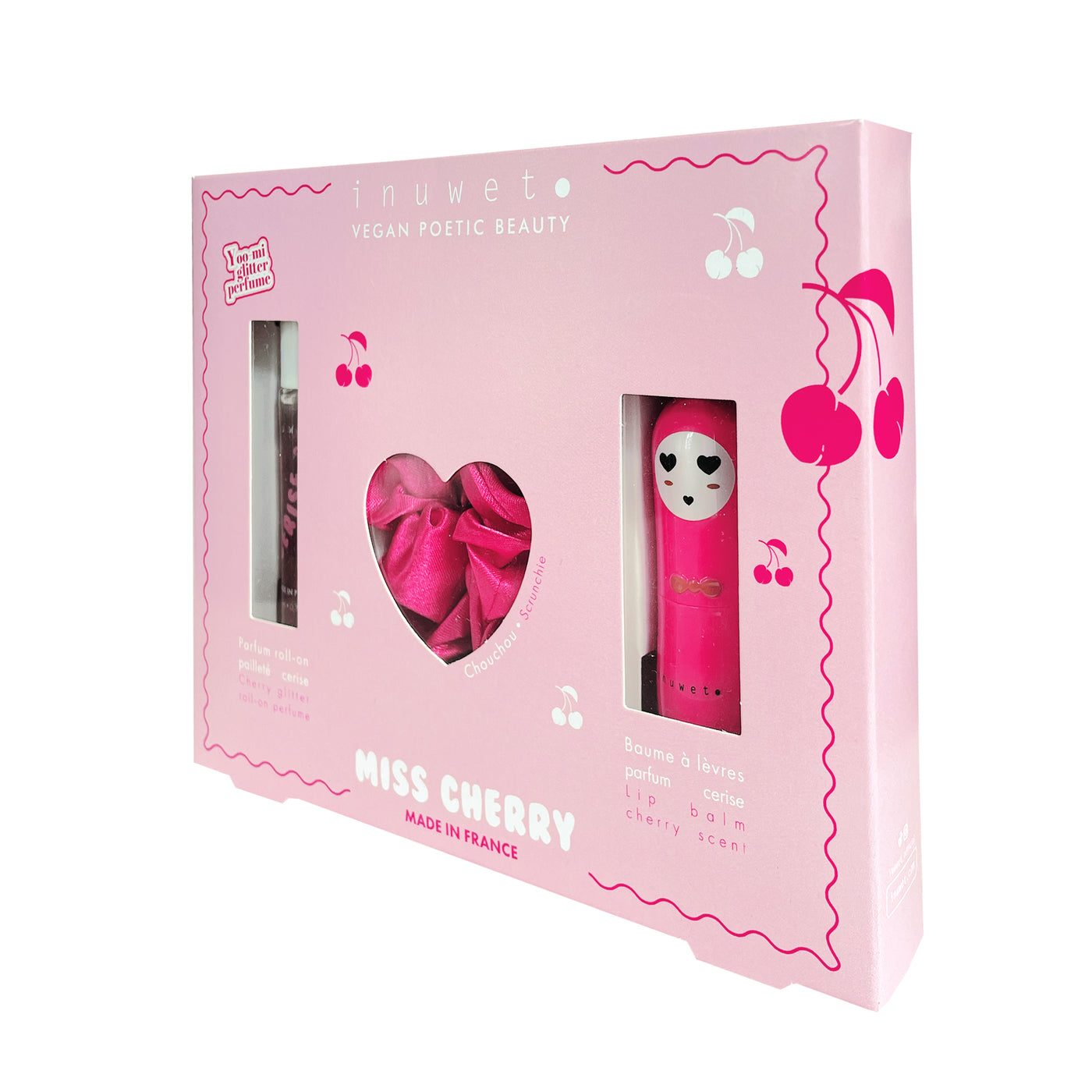 Inuwet Miss Cherry Set -Pembe Saç Tokası, Kiraz Kokulu Parfüm ve Kiraz Aromalı Dudak Nemlendiricisi