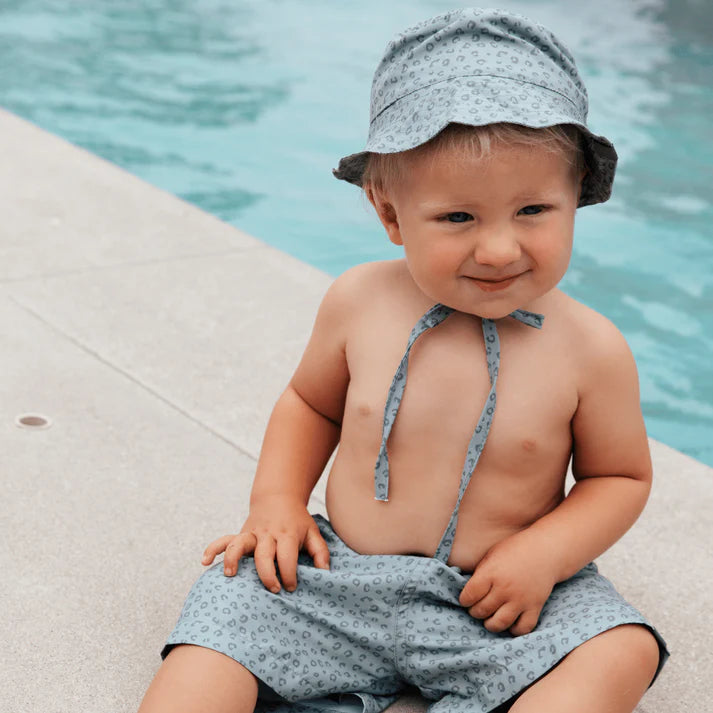 Swim Essentials Leopard Green UV Korumalı Bağcıklı Bebek Şapkası 1-2 Yaş