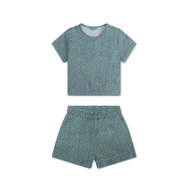 Swim Essentials Leopard Green Tişört Şort Set 8-10 Yaş