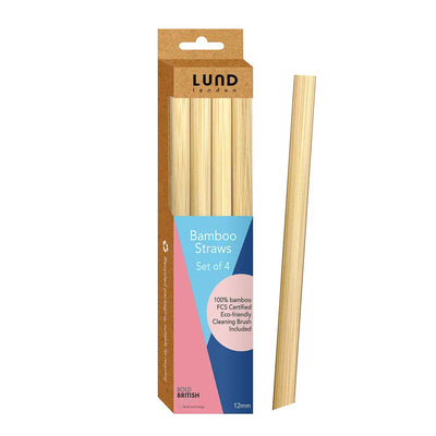 Lund London Bamboo Straws Set Of 4 - 8 Mm - Bambu Pipet