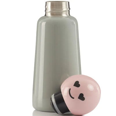 LUND LONDON LIGHT GREY & PINK HEART SKITTLE WATER BOTTLE 300ML - TERMOS