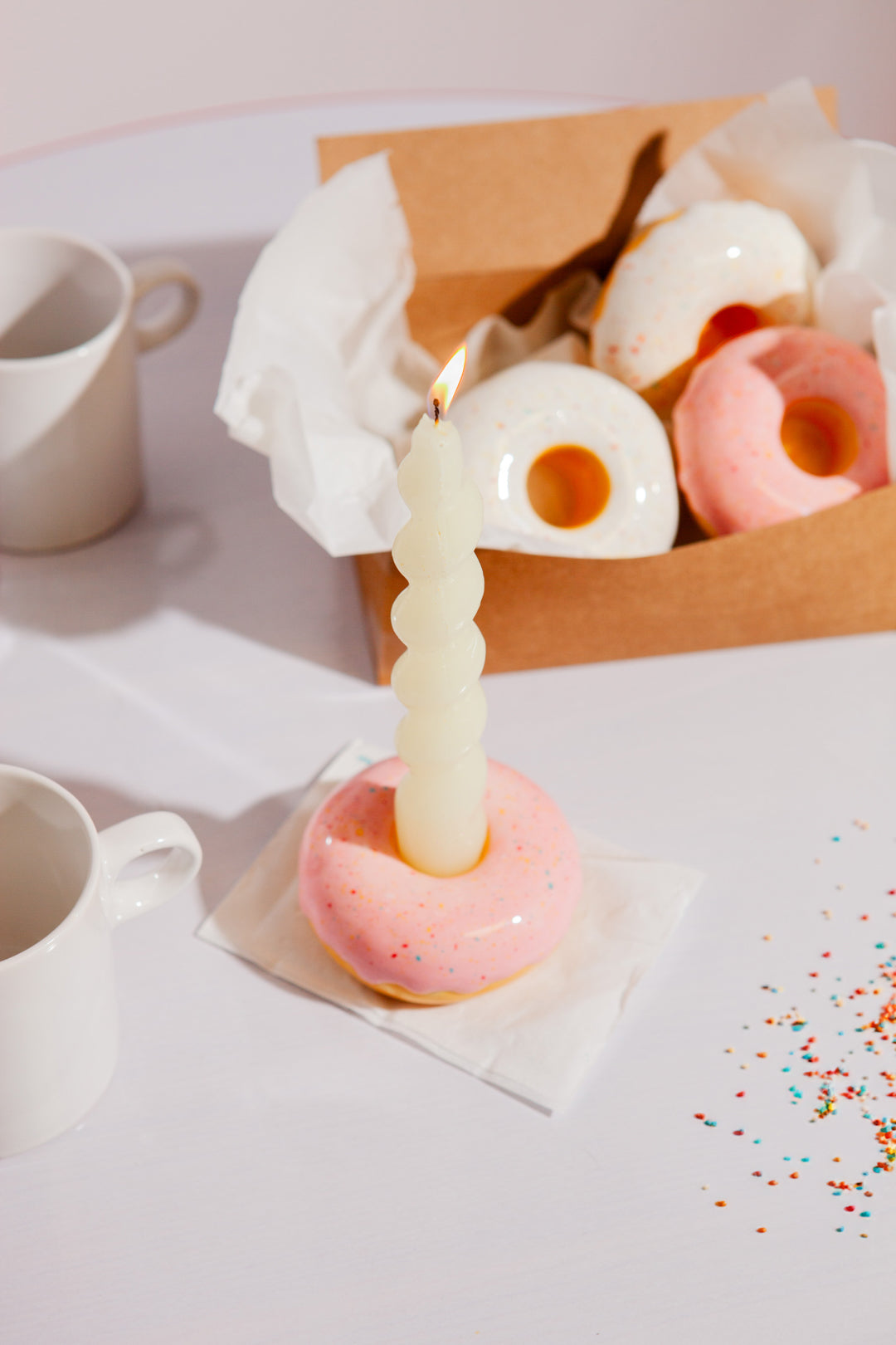 DOIY Fast Food Donut Şamdan Beyaz