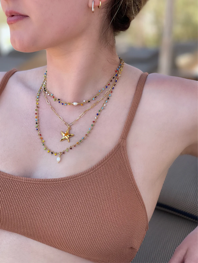 Berrin Özkan - Gyps Chain Love Multicolor Kolye