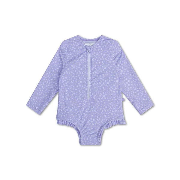 Swim Essentials Leopard Lila UV Korumalı Uzun Kollu Mayo 4-6 Yaş