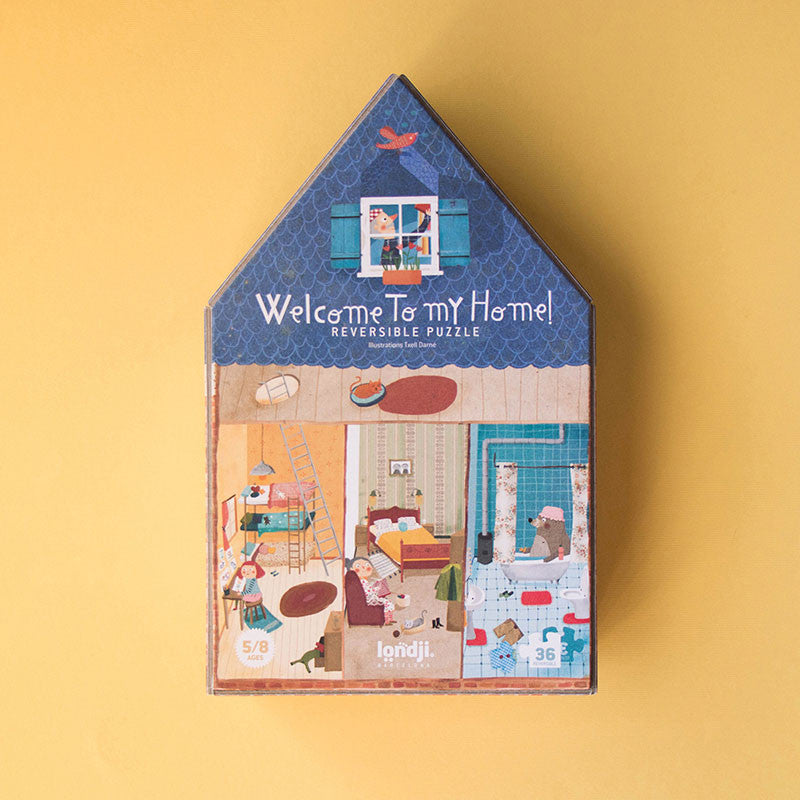 Londji  Puzzle Welcome to my Home - 36 parça Çift taraflı Yapboz Evime Hoş Geldin