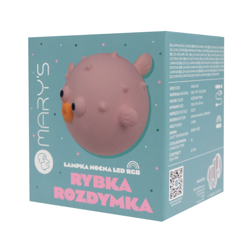 Mary's Puffer Fish Led Gece Lambası Pembe