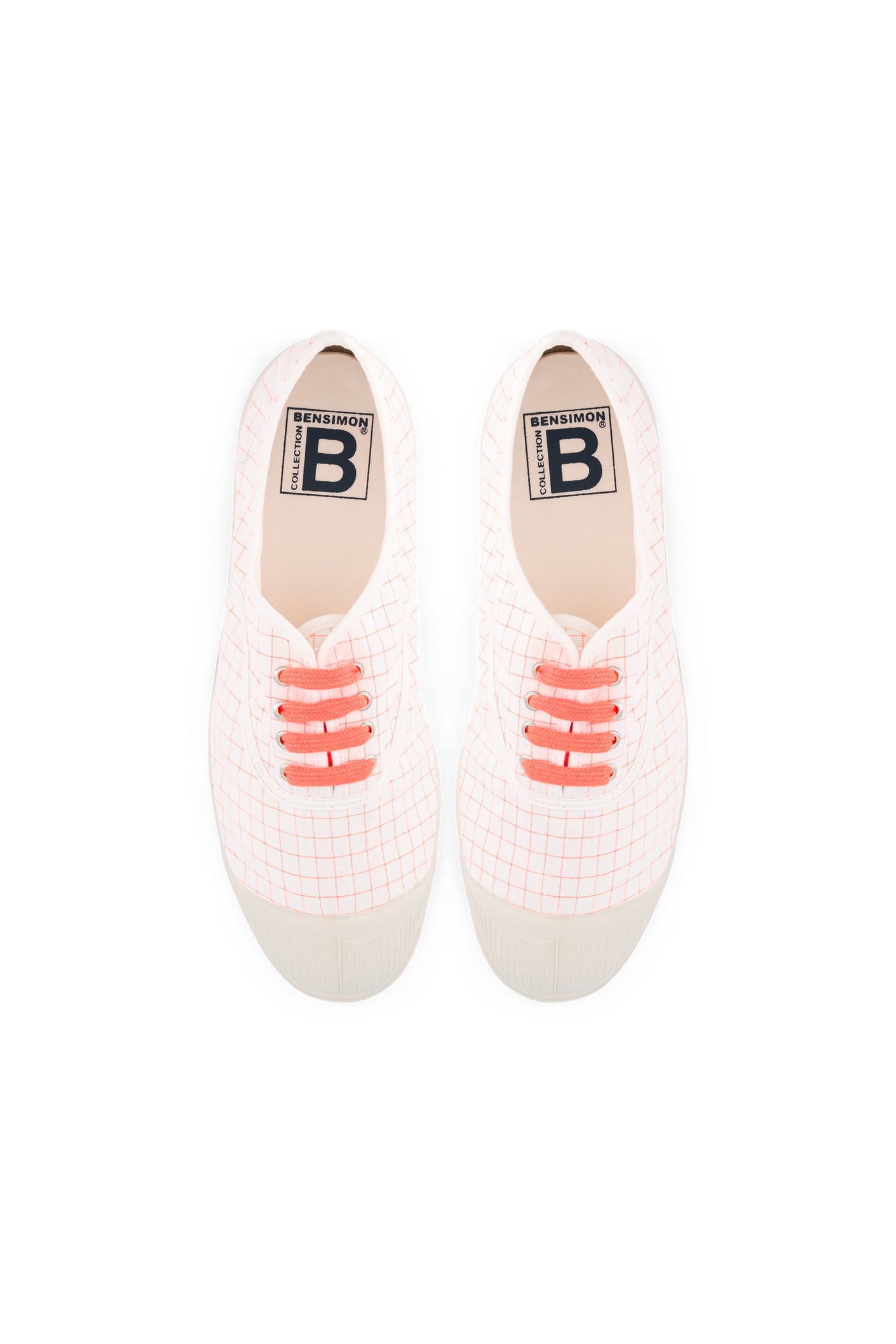 Bensimon Lacet Femme Neon Checks Orange Flue - Desenli Kadın Ayakkabısı