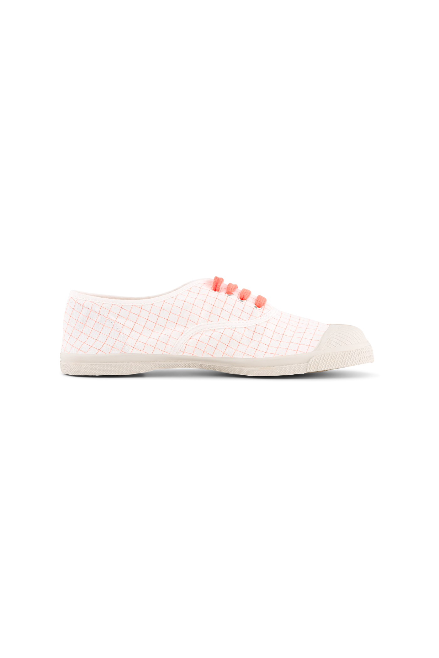 Bensimon Lacet Femme Neon Checks Orange Flue - Desenli Kadın Ayakkabısı