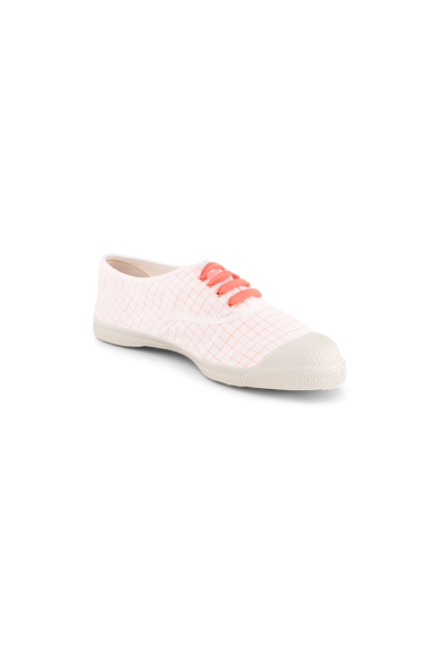 Bensimon Lacet Femme Neon Checks Orange Flue - Desenli Kadın Ayakkabısı