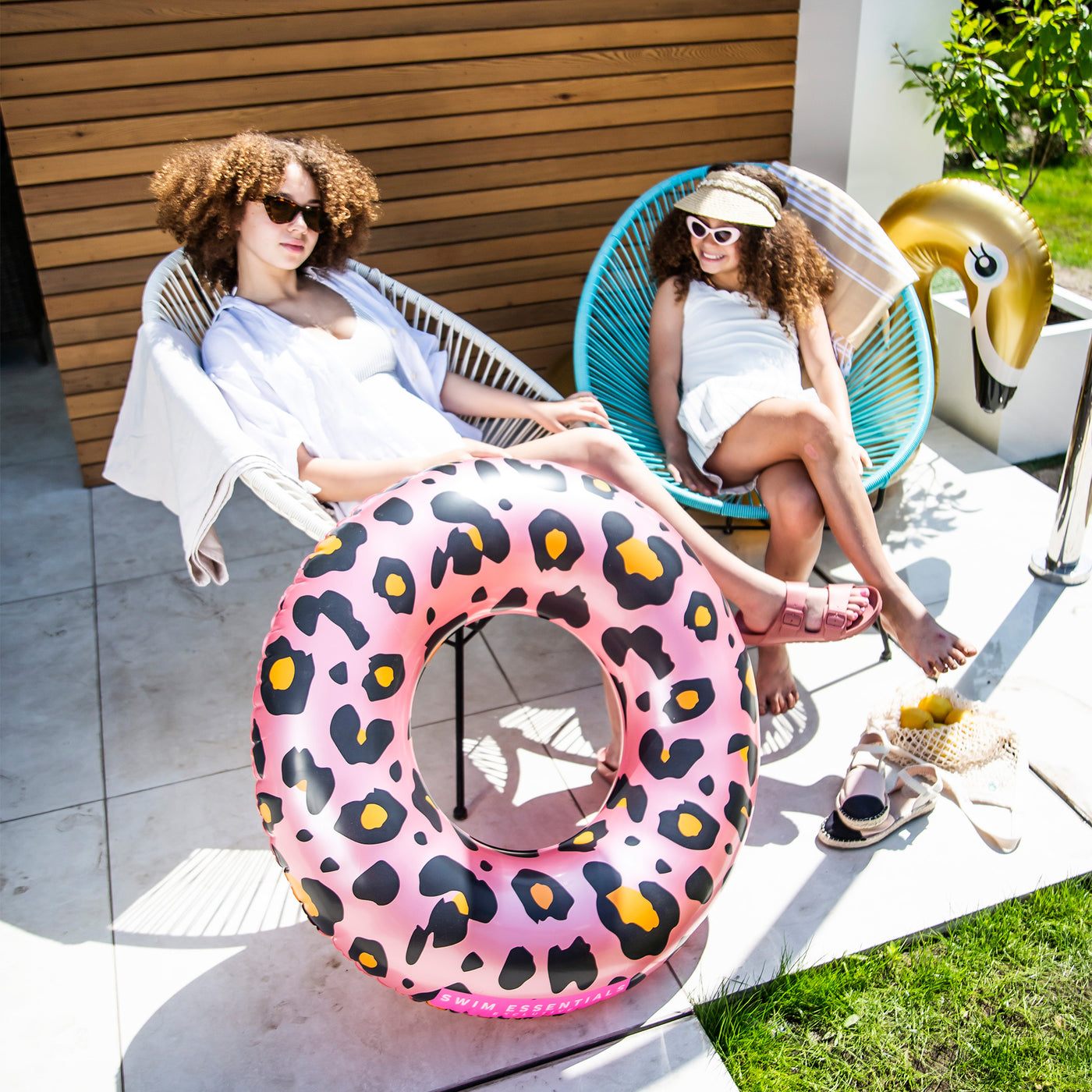 Swim Essentials Rose Gold Leopard Yüzme Simidi 90cm
