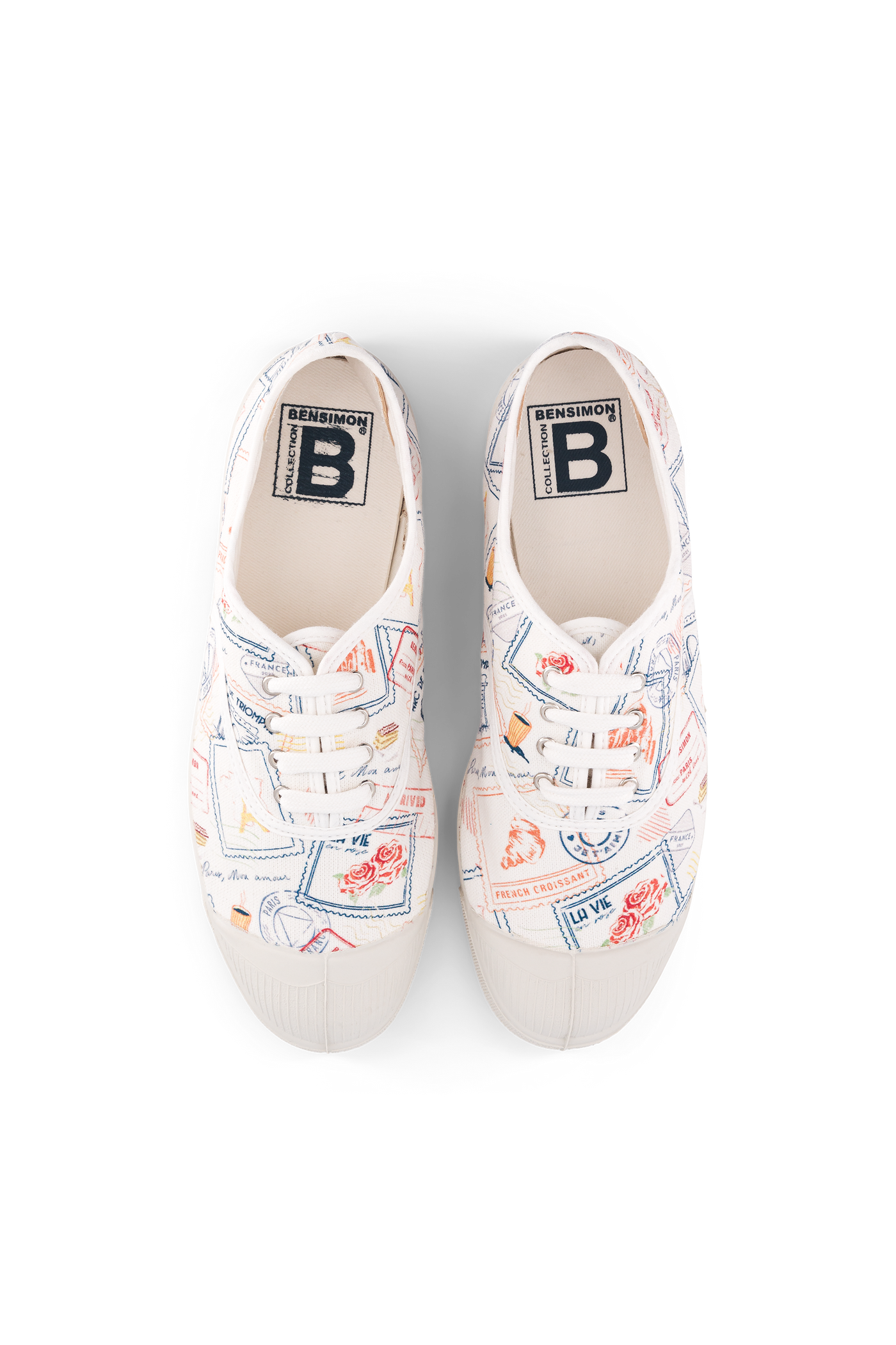 Bensimon Lacet Femme Timbres Paris - Desenli Kadın Ayakkabısı