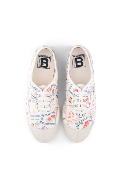 Bensimon Lacet Femme Timbres Paris - Desenli Kadın Ayakkabısı