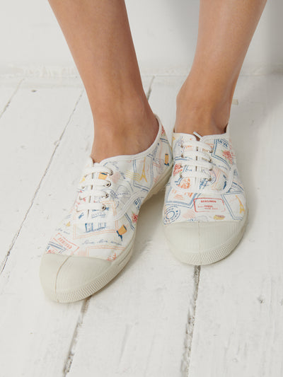 Bensimon Lacet Femme Timbres Paris - Desenli Kadın Ayakkabısı