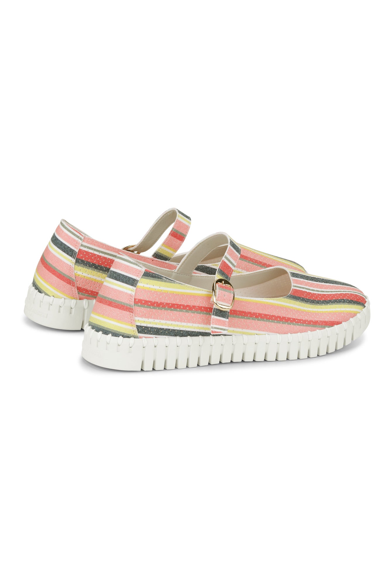 Ilse Jacobsen Tulipstripes3995 Ballerine Peach Bud White - Çizgi Desenli Kadın Ayakkabısı