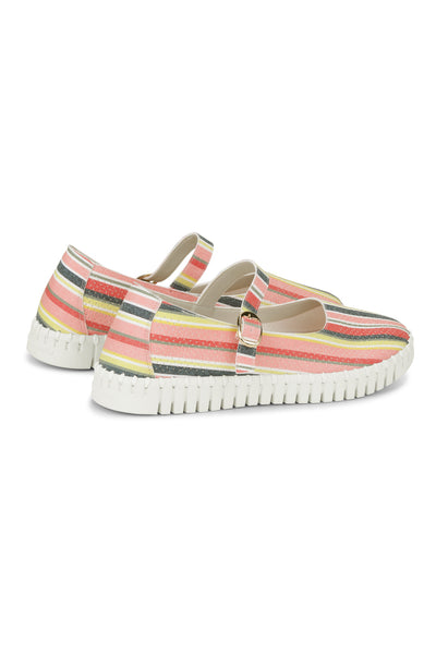 Ilse Jacobsen Tulipstripes3995 Ballerine Peach Bud White - Çizgi Desenli Kadın Ayakkabısı