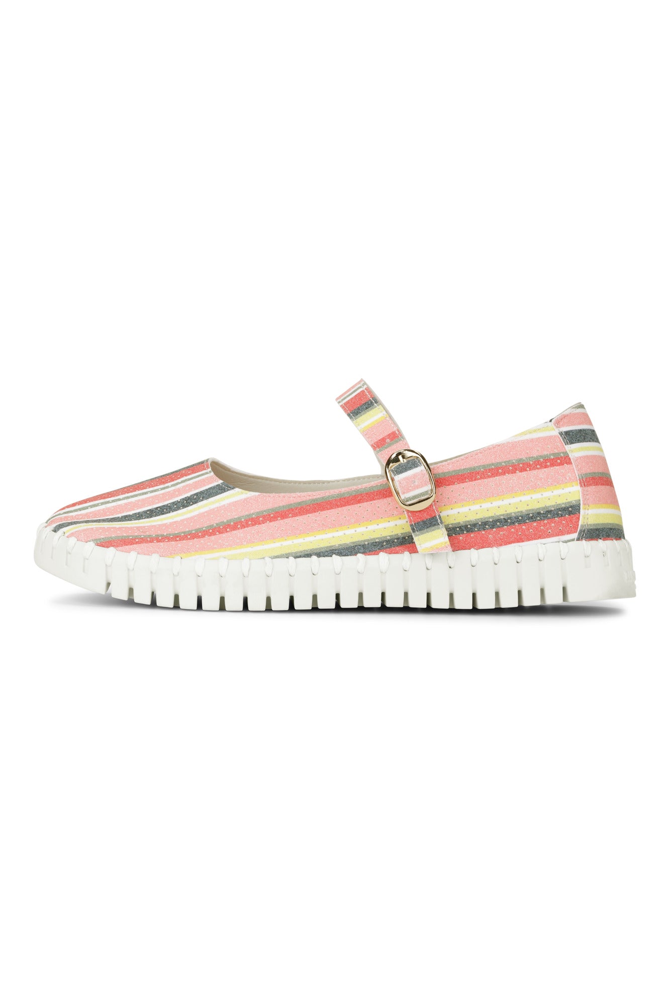 Ilse Jacobsen Tulipstripes3995 Ballerine Peach Bud White - Çizgi Desenli Kadın Ayakkabısı