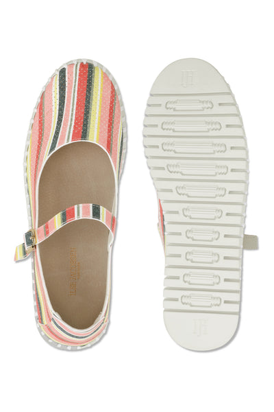 Ilse Jacobsen Tulipstripes3995 Ballerine Peach Bud White - Çizgi Desenli Kadın Ayakkabısı