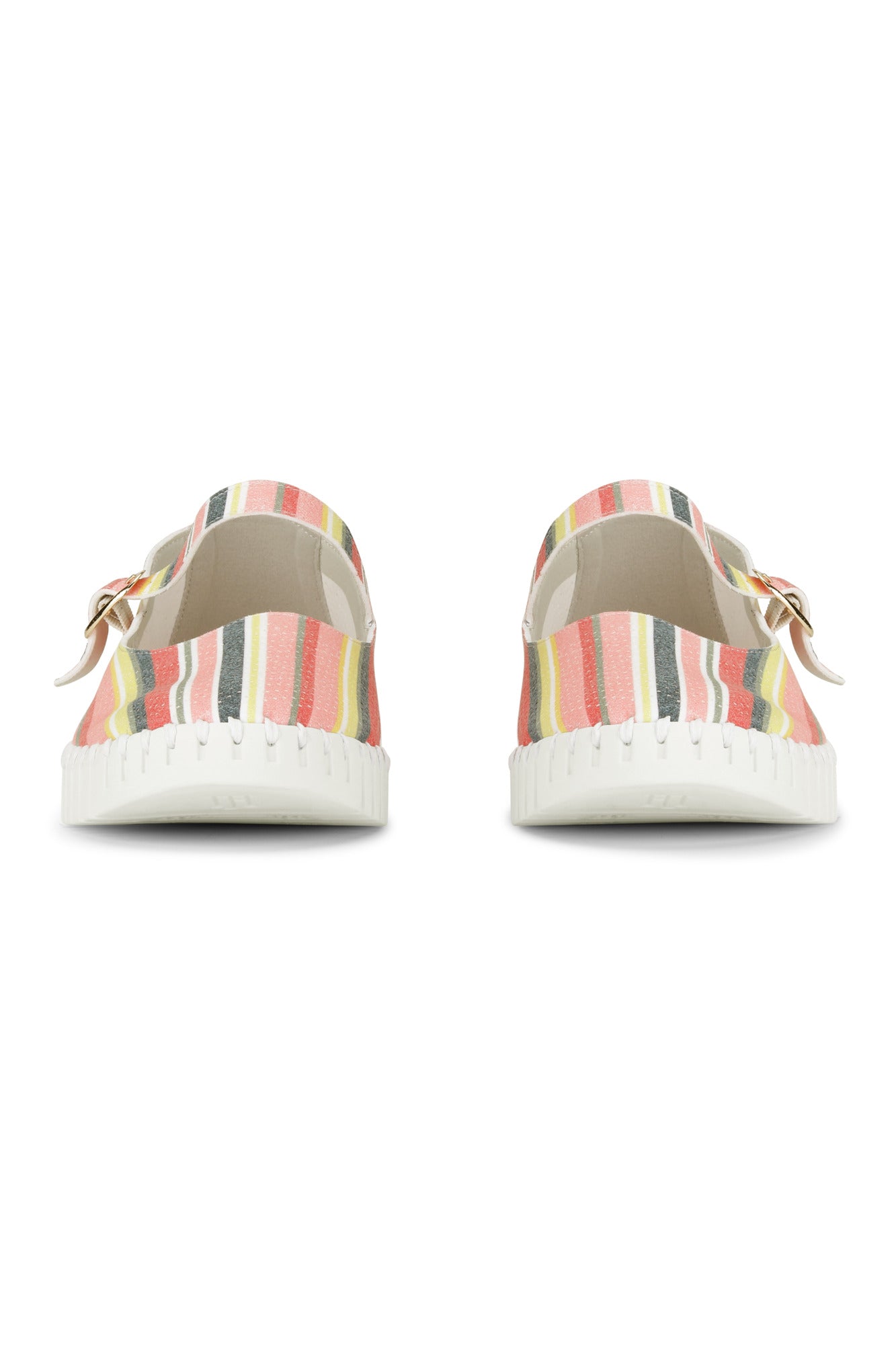 Ilse Jacobsen Tulipstripes3995 Ballerine Peach Bud White - Çizgi Desenli Kadın Ayakkabısı