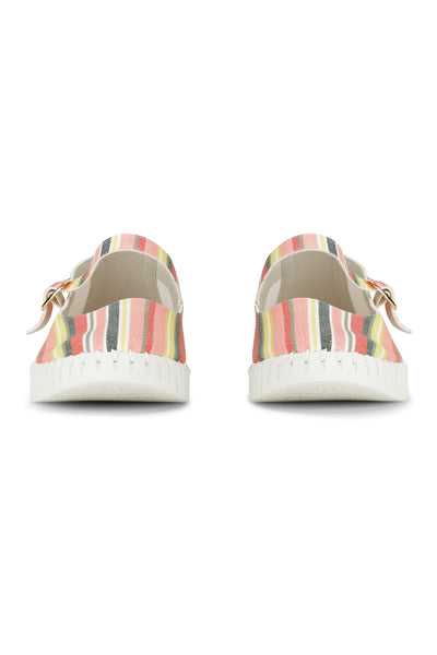 Ilse Jacobsen Tulipstripes3995 Ballerine Peach Bud White - Çizgi Desenli Kadın Ayakkabısı