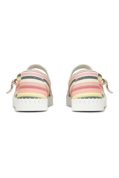 Ilse Jacobsen Tulipstripes3995 Ballerine Peach Bud White - Çizgi Desenli Kadın Ayakkabısı