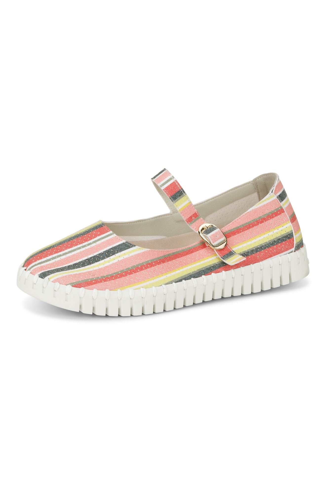 Ilse Jacobsen Tulipstripes3995 Ballerine Peach Bud White - Çizgi Desenli Kadın Ayakkabısı