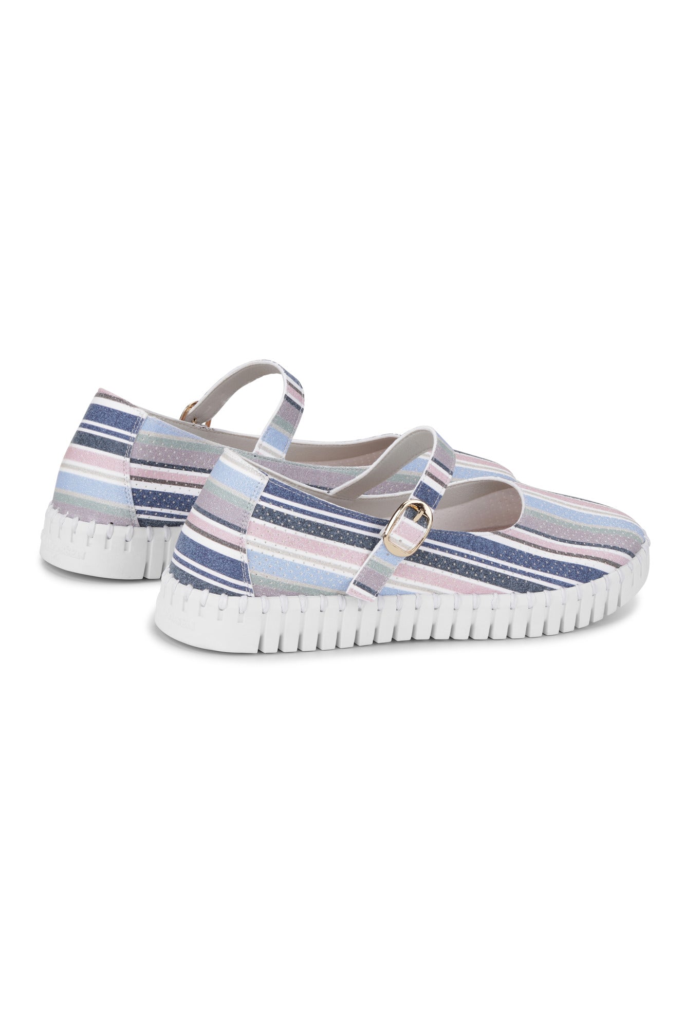 Ilse Jacobsen Tulipstripes3995 Ballerine Lotus White - Çizgi Desenli Kadın Ayakkabısı