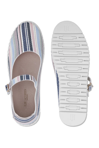 Ilse Jacobsen Tulipstripes3995 Ballerine Lotus White - Çizgi Desenli Kadın Ayakkabısı