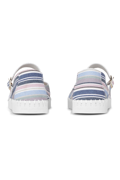 Ilse Jacobsen Tulipstripes3995 Ballerine Lotus White - Çizgi Desenli Kadın Ayakkabısı