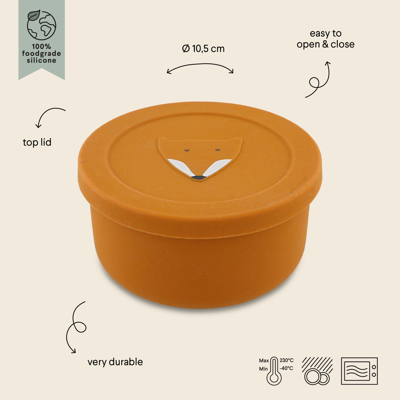 TRIXIE SILICONE SNACK POT WITH LID - SİLİKON KAPAKLI  ATIŞTIRMALIK KABI - MR. FOX