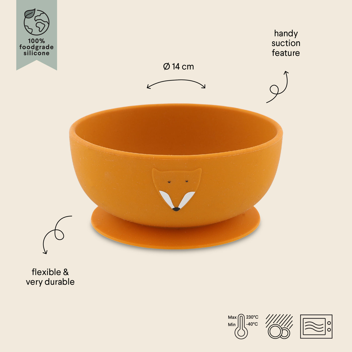 TRIXIE SILICONE BOWL WITH SUCTION MR. FOX- VAKUMLU SİLİKON KASE