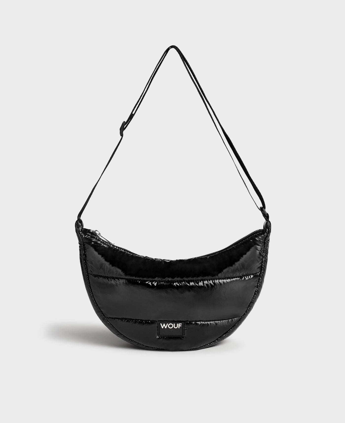 WOUF BLACK GLOSSY CROSSBODY BAG - ASKILI OMUZ ÇANTASI