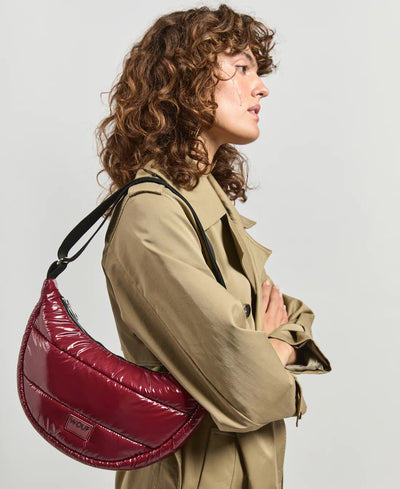 WOUF BURGUNDY GLOSSY CROSSBODY BAG - ASKILI OMUZ ÇANTASI