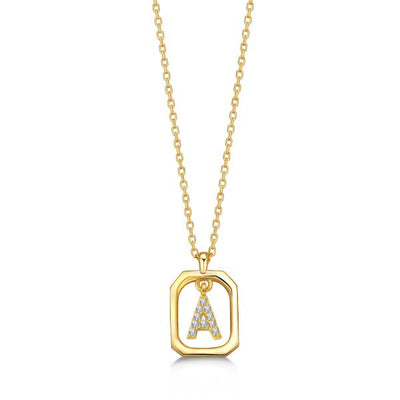 Gimora - Frame Taşlı A Harfi Kolye Gold