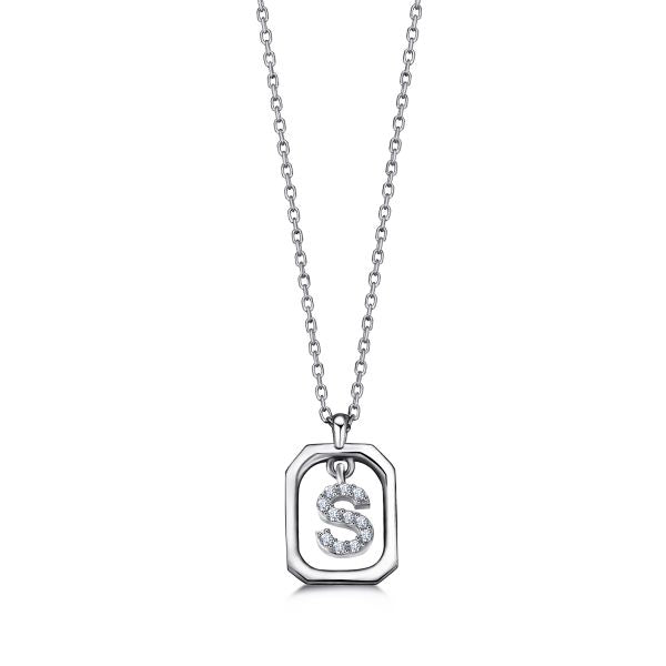Gimora - Frame Taşlı S Harfi Kolye Silver