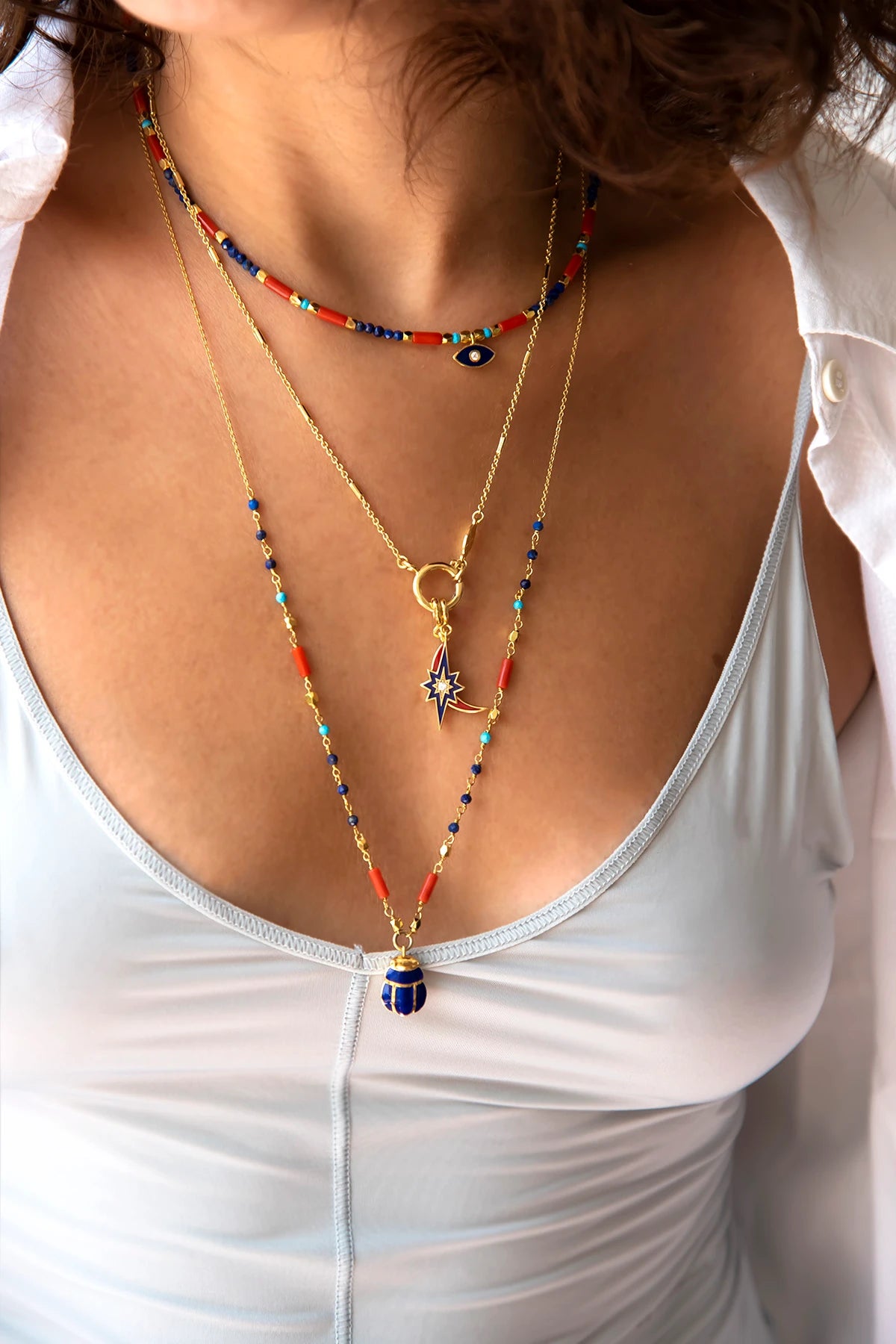 Atelier Petites Pierres - Rhodes Lapis Mercan Kolye