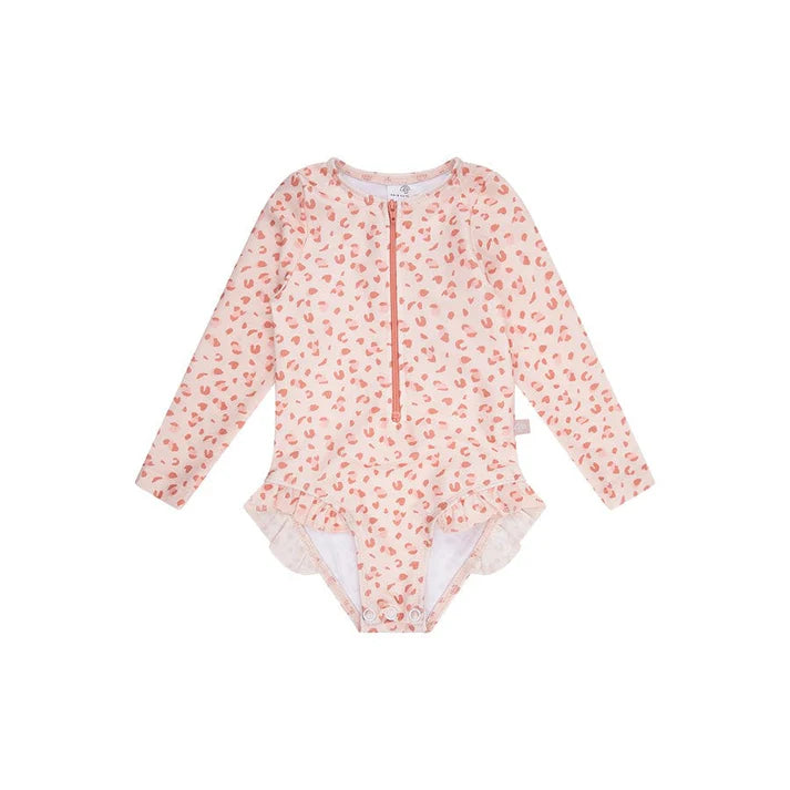 Swim Essentials Leopard Old Pink UV Korumalı Uzun Kollu Mayo 6/8 Yaş