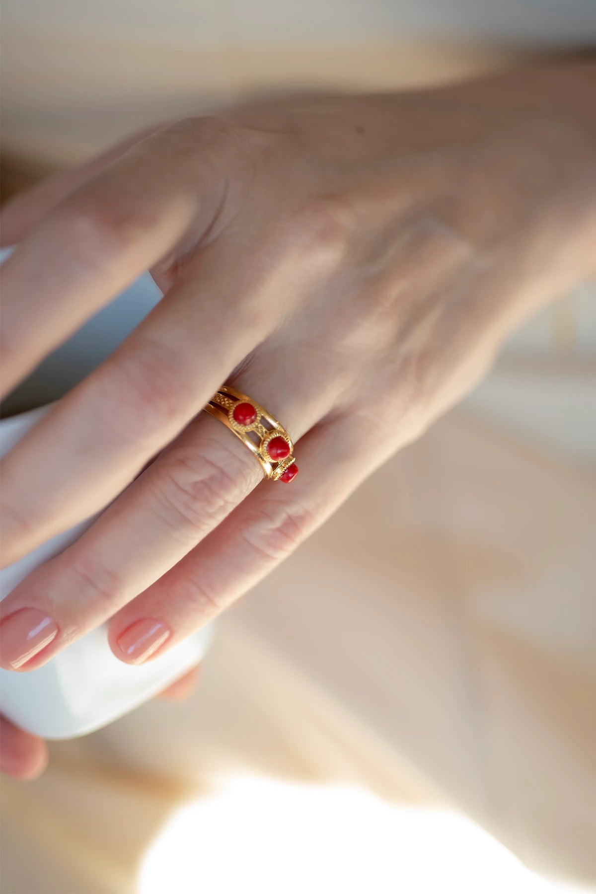 Atelier Petites Pierres - Reina Red Taşlı Yüzük